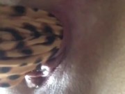 Stuffing my friends panty's inside me and peeing as I pull them out