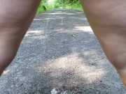 Pissing while hiking with no pants 