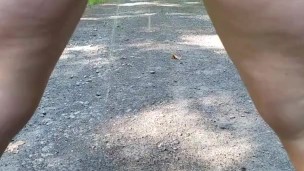 Pissing while hiking with no pants 