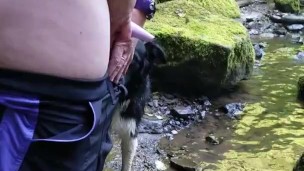 Pissing with my go girl into the river