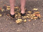 Crush fetish outdoors  Fat legs in high heel shoes crush apples 15/16
