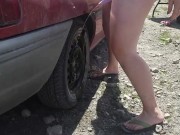 Pissing on his tire with my GoGirl