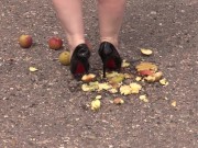 Crush fetish outdoors Fat legs in high heel shoes crush apples 16/16