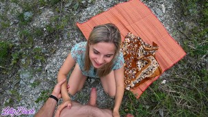 Outdoor Quickie Fuck With a Petite Beauty - POV by Letty Black