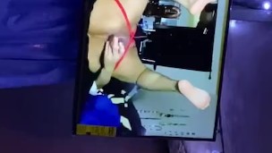 my cock got hard editing so i jerked off to myself and cum on my feet