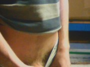 Risky wank behind the lads in warehouse 14/16