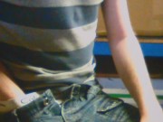 Risky wank behind the lads in warehouse 2/16