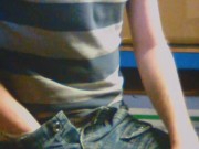 Risky wank behind the lads in warehouse 4/16