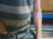 Risky wank behind the lads in warehouse 6/16