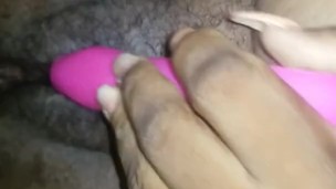 My BBW Girlfriend with hairy pussy get fucked using her toy
