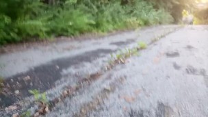 Waiting to get fucked on an abandoned road
