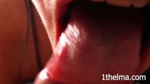 Close up blowjob with lot of cum. Amateur couple