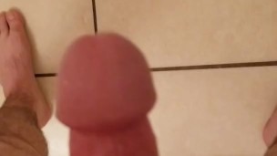 Moaning stroaking my cock until I CUM all over the floor