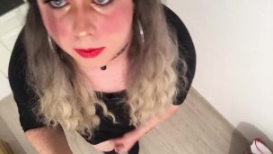 Sexy Tranny masturbates and shoots a load