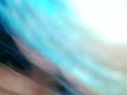Blue haired girl deepthroat face fuck 12/16