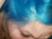 Blue haired girl deepthroat face fuck 6/16