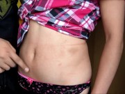 exciting belly punch for my lover for tricking me to pierce navel for hot her stomach burns in pain 11/16