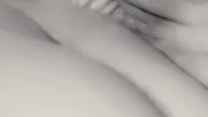 Playing with pussy big dildo inserted