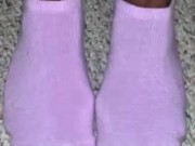 Cute Teen feet in Lavender Socks