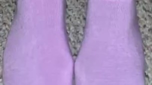 Cute Teen feet in Lavender Socks