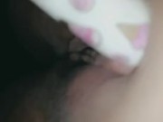 Closeup of tight, wet pussy