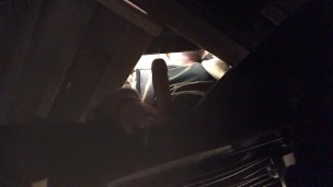  Almost Caught! Handsfree Cumshot at Work 