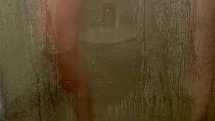 catches steamy shower orgasms, ass and tits pressed against the glass...