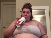 SEXY BBW EATS A LOT OF GREASY FRIED CHICKEN