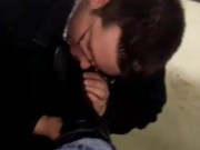 Licking mistress's feet in a school stair case 6/16