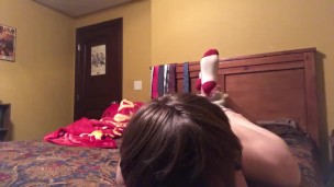 Hogtied in shorts and ISU socks