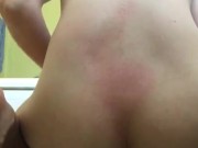 Sexy woman play with glass dildo with her buttplug in 7/16