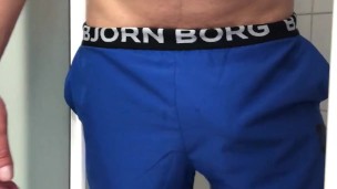 getting WET, JERKING OFF and shooting a HUGE LOAD of CUM at PUBLIC GYM BATHROOM