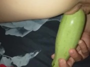playing with a zuchinni makes my pussy cum! 14/16