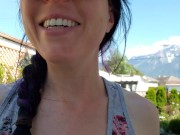 Cute LIttle Bitch Pisses On The Lawn 16/16