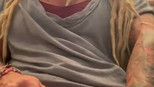 Milf masterbates to pulsating orgasm on dildo