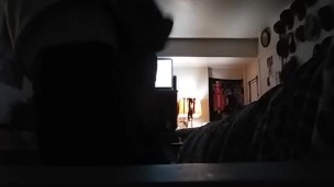 Friend steps outside and I play with my self before he gets back and and see