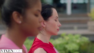 VIXEN Spoiled rich girls have threesome at spa