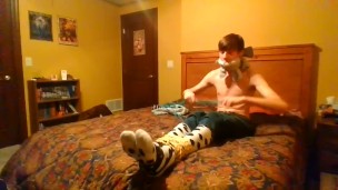 Teen Hogties Himself Fuzzy Socks SELFBONDAGE (full process)