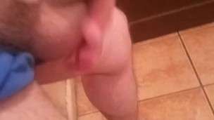 Playing with my cock in the bathroom for ladies and gay men