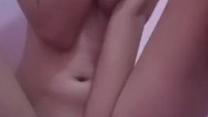 Smacking my big asian teen tits while stroking my panties for daddy