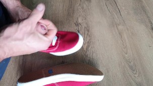 Cum on her red Keds