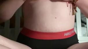 Teen girl suck her tit