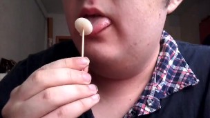 Russian gay teen sucking and playing with popsicle made of his own cum