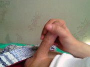 18 летний горячий парень очень возбуждён и сразу же начал дрочить большой член и сладко стонать 7/16