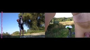 Geiler Outdoor Spaß mit Fahrrad und Strumpfhosen
