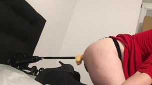 Sexy Sissy in chastity is getting fucked by fuckingmachine