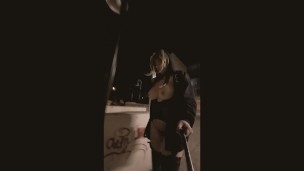 Small cock sissy flashing at night in public