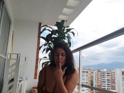 Kathalina777 hace un delicioso anal en el balcon de au casa y termina con la leche en su boca 16/16