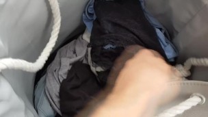 Cum on dirty panties - panty raid from laundry