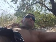 Relaxing in the shade on the beach. 4/16